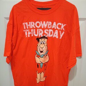 NWOT Fred Flintstone Mans XL Throwback Thursday Orange T-Shirt Flintstones Shirt